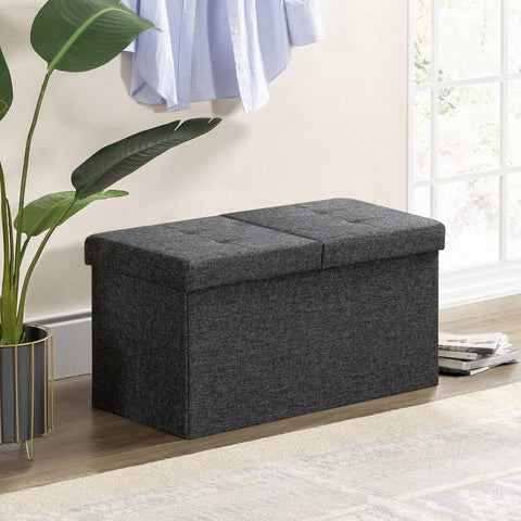 Otto & Ben 45" Storage Ottoman with SMART LIFT Top, Upholstered Tufted Bench, Foot Rest, Brown, 14.96"D x 44.88"W x 14.96"H