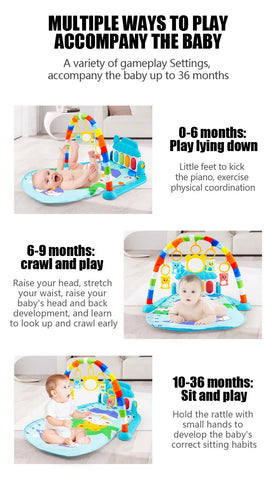 Baby Fitness Stand Music Play Gym Activity Toys Newborn Piano Crawling Blanket Pedal Game Pad Early Education 0-36 Months Gifts