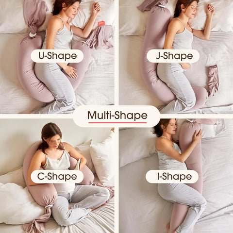 bbhugme Adjustable Pregnancy Pillow – Full Body Support for Side Sleeping - Adjustable Firmness and Shape - Supports Back, Legs,