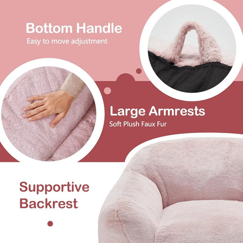 Giant Bean Bag Bag Sofa Chair with Armrests, Bean Bag Couch Stuffed High-Density Foam, Plush Lazy Sofa Comfy