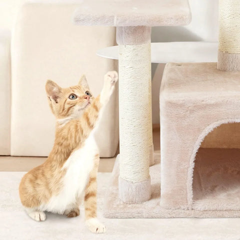 Cute Tree Kitten Tower for Indoor Cat Condo Sisal Scratching Posts with Jump Platform Furniture Activity Center Play