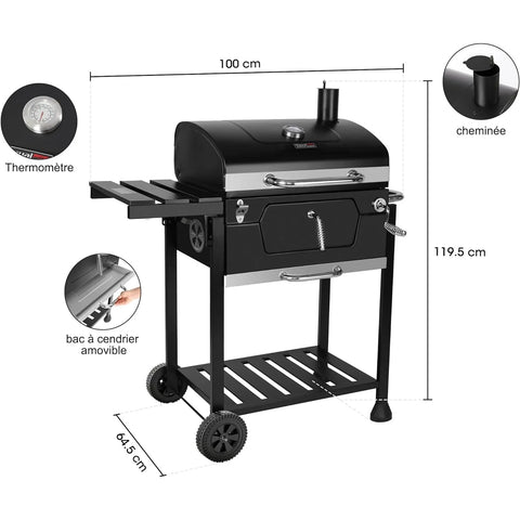 Royal Gourmet 24-Inch Charcoal Grill with Foldable Side Table, 490 Square Inches Heavy-duty BBQ Grill, Perfect for Outdoor