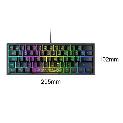 K61 RGB Wired Keyboard 60 Percent 62 Keys Ergonomic Gaming Keyboard Ultra-Compact Mini Keyboard Multiple Modes For Laptop PC