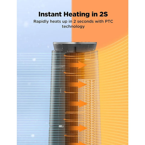 23” Oscillating Ceramic Tower Space Heater with Remote & Thermostat, Electric Energy Efficient Floor Heater for Indoor