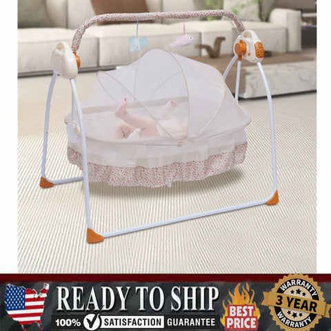 Automatic Rocking Chair Electric Baby Swing Bed Crib Music Adjustable+ Mat Cradle Remote control