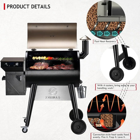 Smoker for Outdoor Cooking, BBQ Grill with PID 2.0 Controller, LCD Screen, 697 sq, Meat Probes, Rain Cover