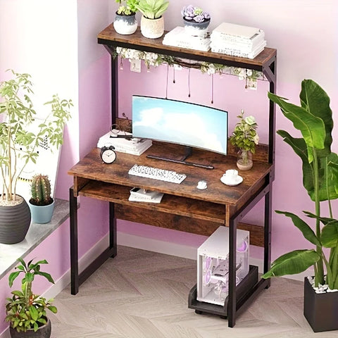 Computer Desk - Spacious Hutch, Office Study Table, Writing Desk, Workstation PC Table for Home and Office Use