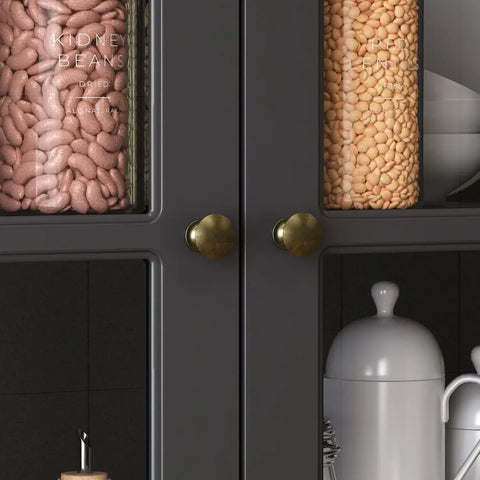 Pantry Cabinet Kitchen Storage Cabinet with 2-4 Drawers & Glass Doors, Kitchen Pantry with Adjustable Shelves