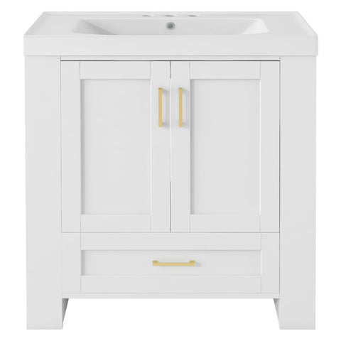 30'' Bathroom Vanity with Basin Sink Modern Bathroom Storage Cabinet with Double-sided Storage Shelf Freestanding Bathroom Basin