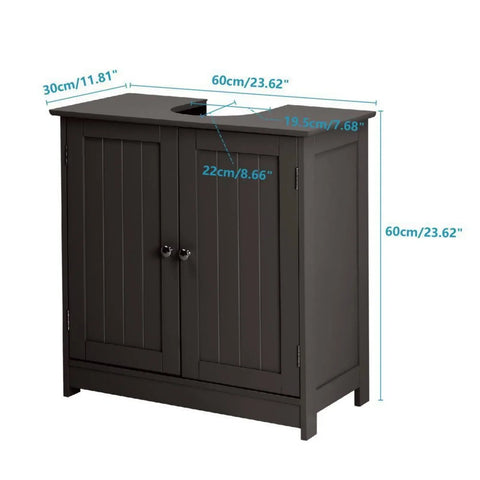 US Pedestal Sink Storage Cabinet Espresso Bathroom Vanity Organizer with 2 Doors Storage Cabinet & U-shaped Cut-out