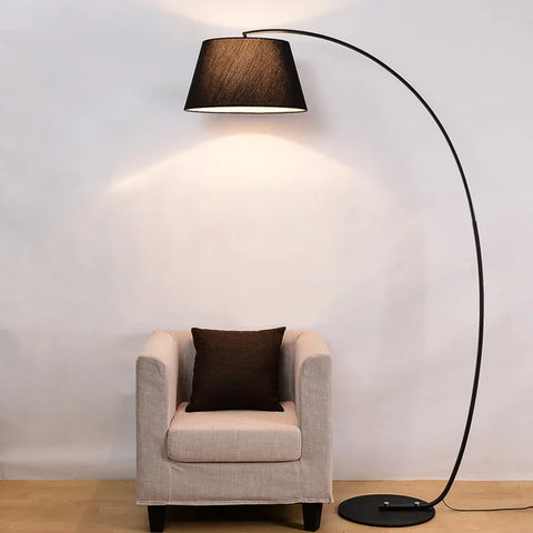 Nordic Living Room Floor Lamp, Simple Modern Sofa Table, Nordic, Vertical, American Bedroom, Big Black Metal Fabric Decoration