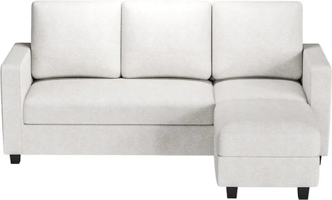 Convertible Sectional Sofa Couch, Fabric L-Shaped Sofa with 3 Seats, Removable Ottoman, Small Sofa for Small Apartments