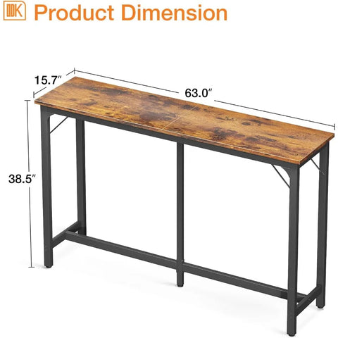 63 inch Bar Table, Bar Height Pub Table, Counter Height Bar Table, Rectangular High Top Kitchen