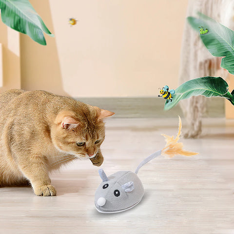 Cat Toys Automatic Interactive Plush Mouse Kitten Teaser Feather Toy Cute Motion Rat Pet Supplies USB Rechargeable Cat Products