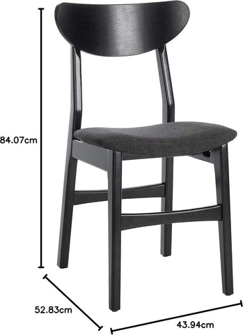 Home Lucca Retro Black Dining Chair, Wood, Set of 2