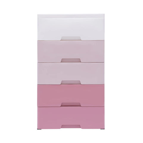 Storage Cabinet Stain-Resistant Plastic Drawers Dresser 45 × 30 × 84CM Gradient Pink for Storing Clothes and Toys