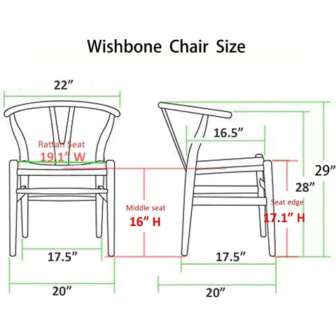 Wood Wishbone Chairs Beech, Y-Shaped Backrest Dining Mid Century Chair, Ash Wood/Natural Wood