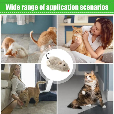 Cat Toys Wind Up Fake Toy Indoor Plush Mice Realistic Racing Hunting Fun Interactive Kitten Play Pet Entertainment Prank Party