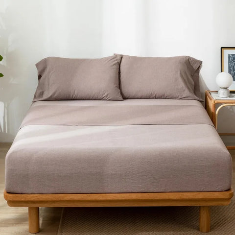 Bedding Sheet Set 100% Washed Cotton Linen Like Textured Breathable Durable Soft Comfy