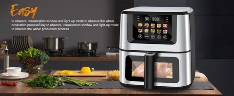 Air Fryer, 8 Quart, 10-in-1 Hot Air Fryer Oven with Color LCD Display Touchscreen, Air Fryer Toaster Oven Combo w