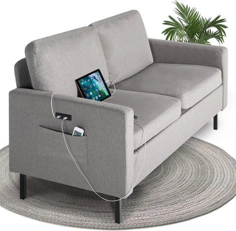 Modern Comfy Couch with  USB, Small Couches for Living Room Apartment Bedroom Small Spaces, Office Couch