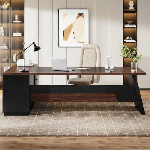 78" L-Shaped Executive Desk, Large Office Desk with Drawers and Lateral File Cabinet, Modern Computer Desk