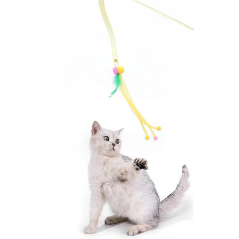 Feather Wand Cat Toy Feather Teaser Interactive Cat Toys Feathers Wand For Joyful Moments Cat Fishing Rod Cat String Toy For