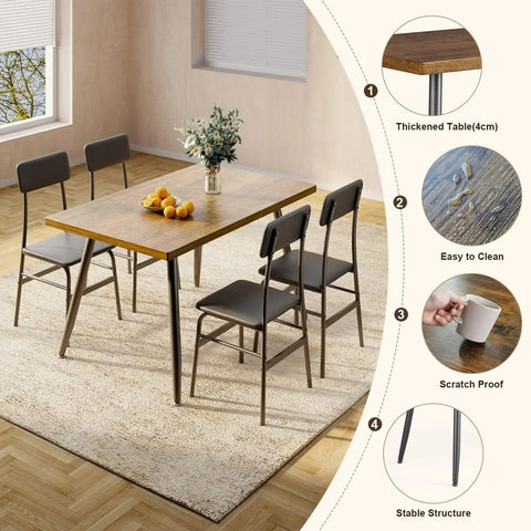 Kitchen Dining Table with 4 Chairs for Small Space Dinning Tables and Chairs Apartment Chair Dining Room Set Furniture Bedroom