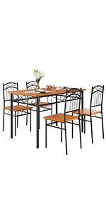 Person Dining Table Set, 43.3inch Kitchen Table Set for 4, Dining Room 2 Chairs with Backrest, 2-Person Bench with Stora