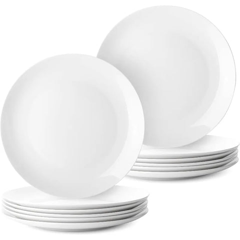 White Porcelain Dinner Plates, Set of 12, 10.5", White Dishes, Porcelain Dinner Plates, Plate Set for 12, Porcelain Plates