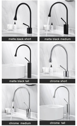 Brushed Gold Basin Faucet Black Faucet Deck Mounted Basin Sink Tap Hot & Cold Mixer Brass Tap for Bathroom