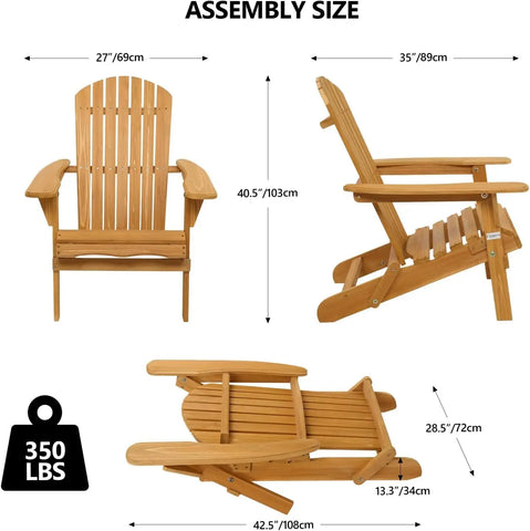 Folding Adirondack Chairs Set of 4 Weather Resistant/Lawn Fire Pit Highwood Lounge Chairs-Patio Furniture Sets