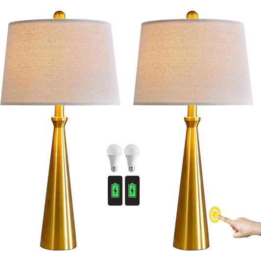 Oneach 25.75" 3-Way Dimmable Touch Control Modern USB Table Lamp Set of 2 for Living Room Bed Room Bedside Nightstand Lamps