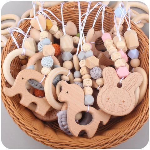 3/4 Pcs Baby Gym Frame Beech Wood Ring Baby Fitness Rack Pendants Silicone Beads Teether Newborn Stroller Rattle Play Gym Toys