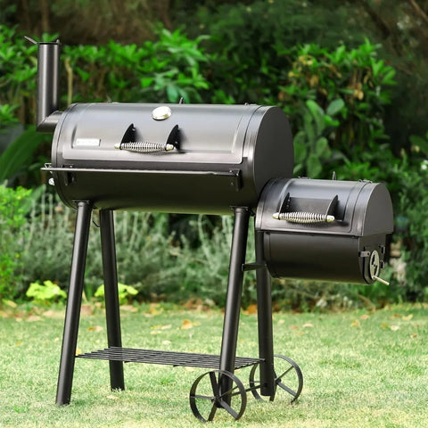 Charcoal Grill with Offset Smoker, 512 Square Inches Outdoor BBQ Grill Offset Charcoal Smoker.