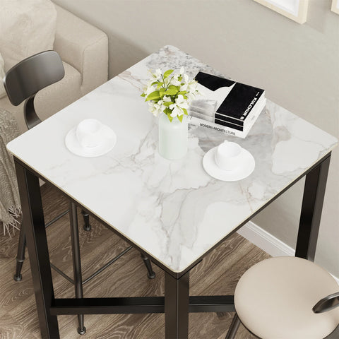 Square Bar Table White 41.4-inch-high Square Rock Resistance Abrasion Resistant Stable Sintered Stone Desktop Dining Room Office