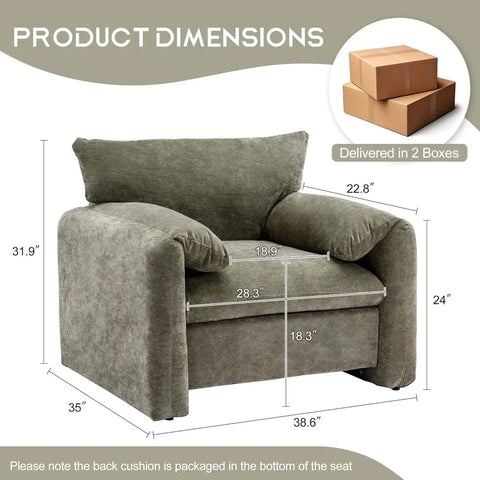 Armchair-Modern Accent Chair & Single Sofa Lounge, Comfortable Seating for Living Room & Bedroom