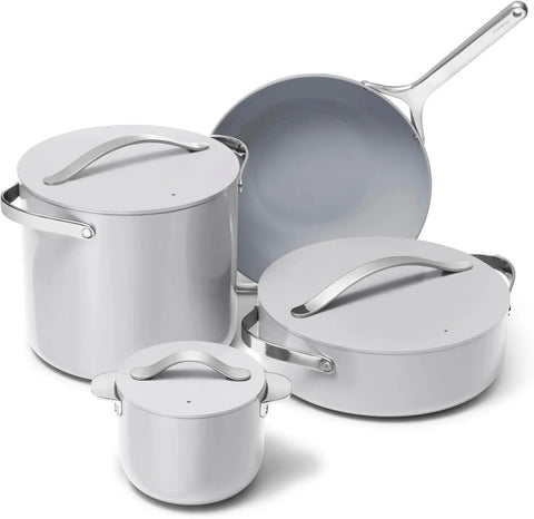 Caraway Cookware+ Collection - Specialty Cookware Set - Petite Cooker, Stir Fry Pan, Rondeau, & Stock Pot - 3 Lids & Storage