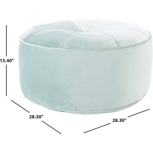 Home Amais Mint Green Velvet Round Ottoman