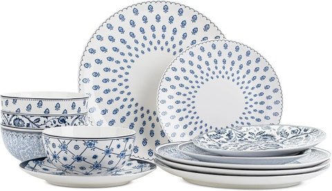 BTaT- Dinnerware Sets for 4, 12 pcs, Ceramic Dinnerware Sets, Plates and Bowls Sets for 4, Dish Set, Plate Set for 4, Dishes Set