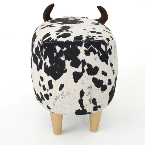 Velvet Cow-Shaped Ottoman, Cute Wood Foot Stool Shoes Changing Seat with Cushioned for Adult  Playroom, Porch Furniture, Stool