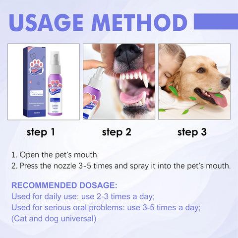 60ml Dog Breath Refreshing Spray Pet Mouth And Teeth Cleaning Mouthwash Cat Deodorant Spray No Teeth Damage Dog breath spray