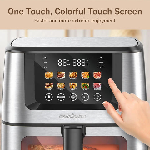 Air Fryer, 8 Quart, 10-in-1 Hot Air Fryer Oven with Color LCD Display Touchscreen, Air Fryer Toaster Oven Combo w