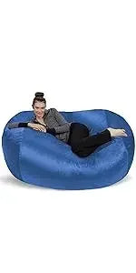 - Plush Bean Bag Sofas with Super Soft Microsuede Cover - XL Memory Foam Stuffed Lounger Chairs for Kids, Adults, Coup