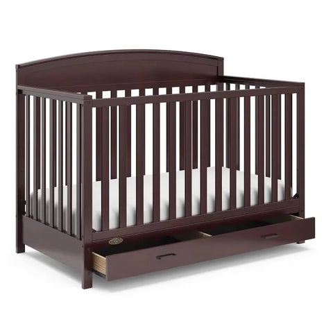 5-in-1 Convertible Crib with Drawer - Converts from Baby Crib to Toddler Bed, Fits Standard Full-Size Crib Mattress