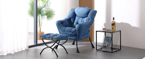 Lazy Chair with Ottoman, Modern Large Accent Lounge Chair, Leisure Sofa Armchair with Ottoman, Reading Chair with Footrest