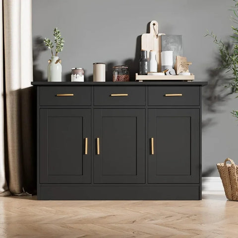 Kitchen Buffet Cabinet, Kitchen Storage Cabinet with 3 Doors and 3 Drawers, Accent Buffet Sideboard for Kitchen and Living Room