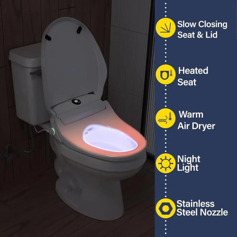 Bidet Toilet Seat, Smart Unlimited Warm Water, Electronic Heated Toilet Seat,Turbo Wash, Dryer, Rear and Front Wash