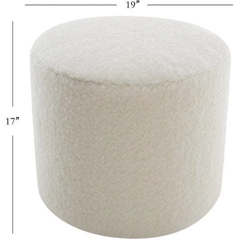 19-Inch Wide Round Pouf Ottoman Footstool, No Assembly Required, Stool Chair for Living Room