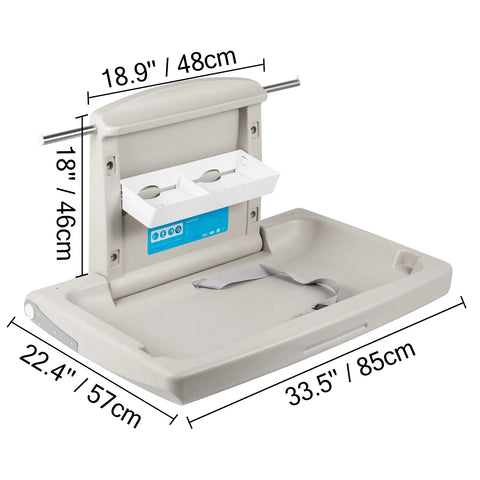 VEVOR Baby Changing Station Commercial Wall Mounted Baby Diaper Changing Table Fold Down Vertical Restrooms Baby Changing Table